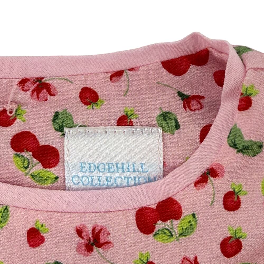Edgehill Collection Pink Cherry Bow Ruffle Romper Baby Girl Size 3 Months - Picture 6 of 8